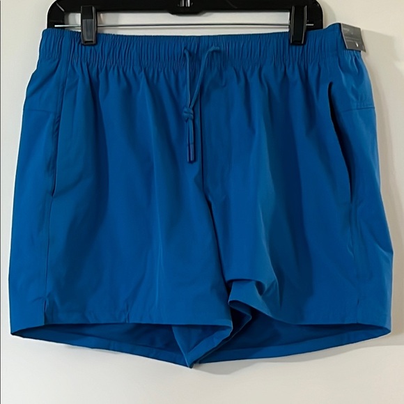 Blue Athletic Shorts with Elastic Waistband - Picture 1 of 7